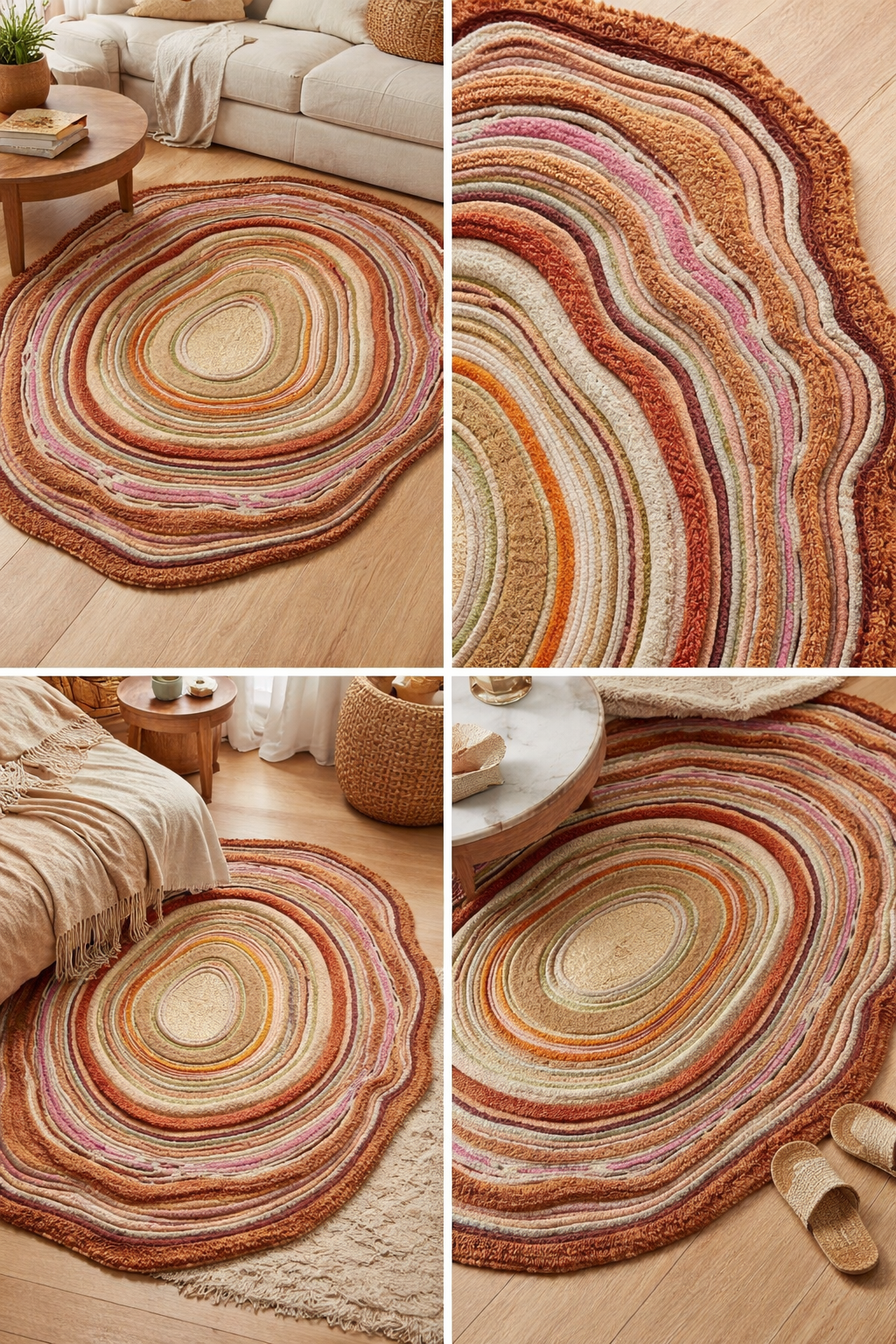 Textured wool rug made of New Zealand wool