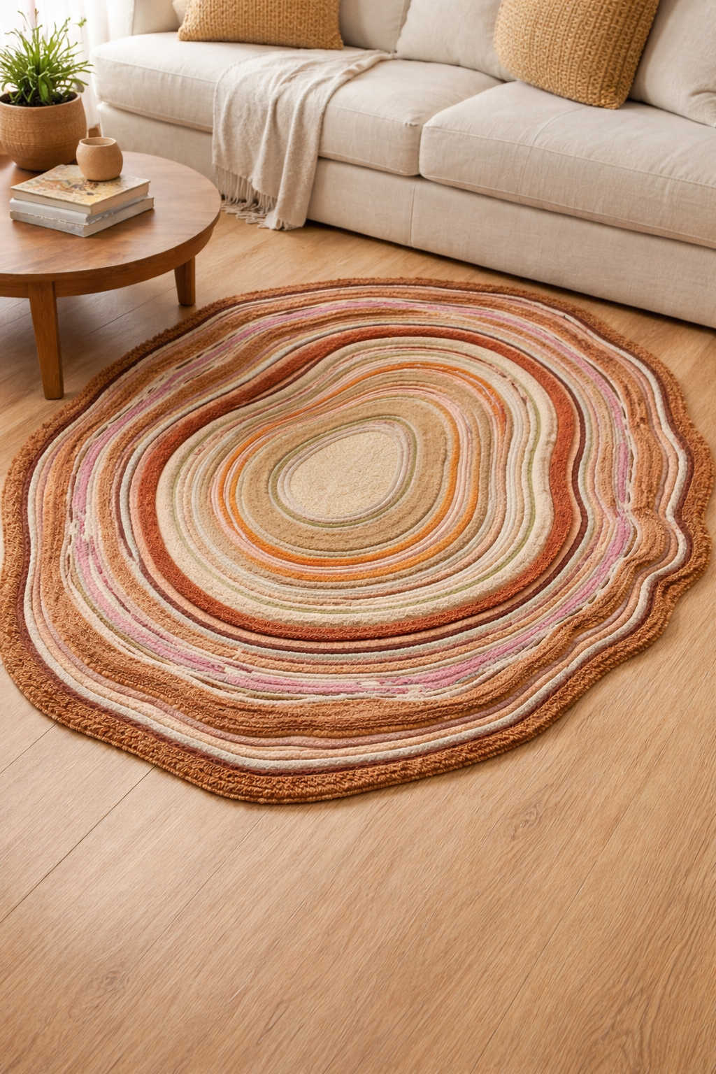 Textured wool rug made of New Zealand wool