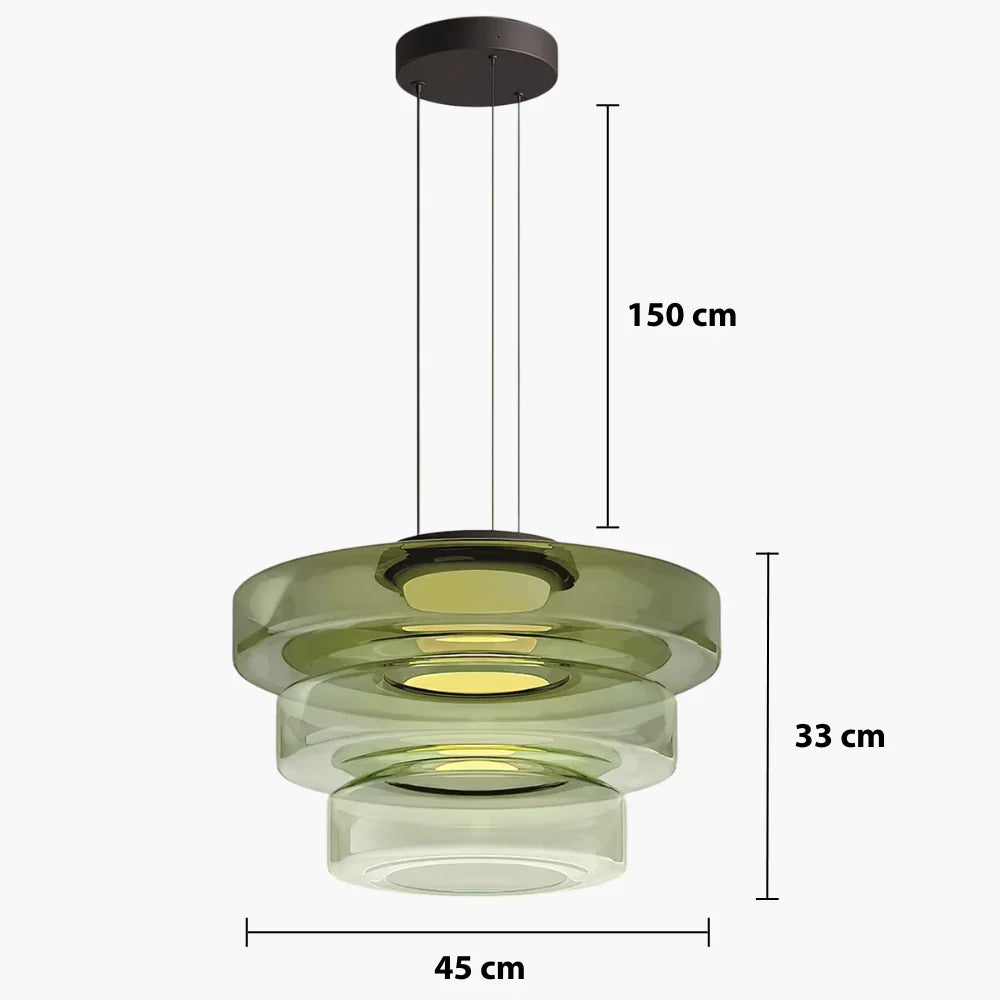 Nordische Bauhaus Pendelleuchte aus geschichtetem Glas