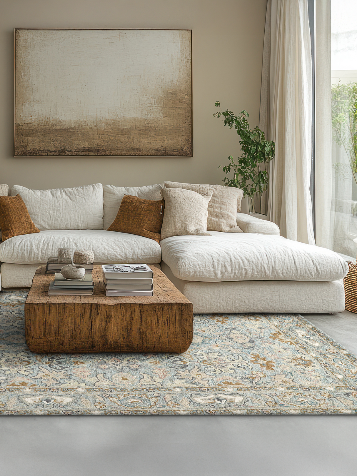 Premium wool carpet blue