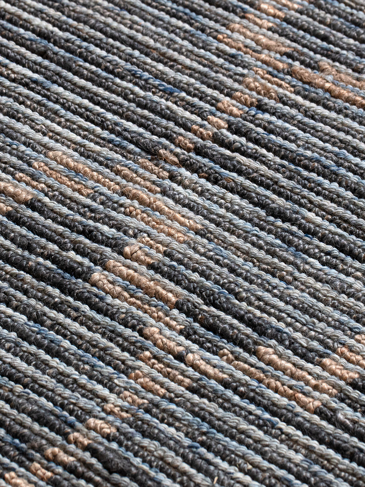 Handwoven wool-jute rug, blue