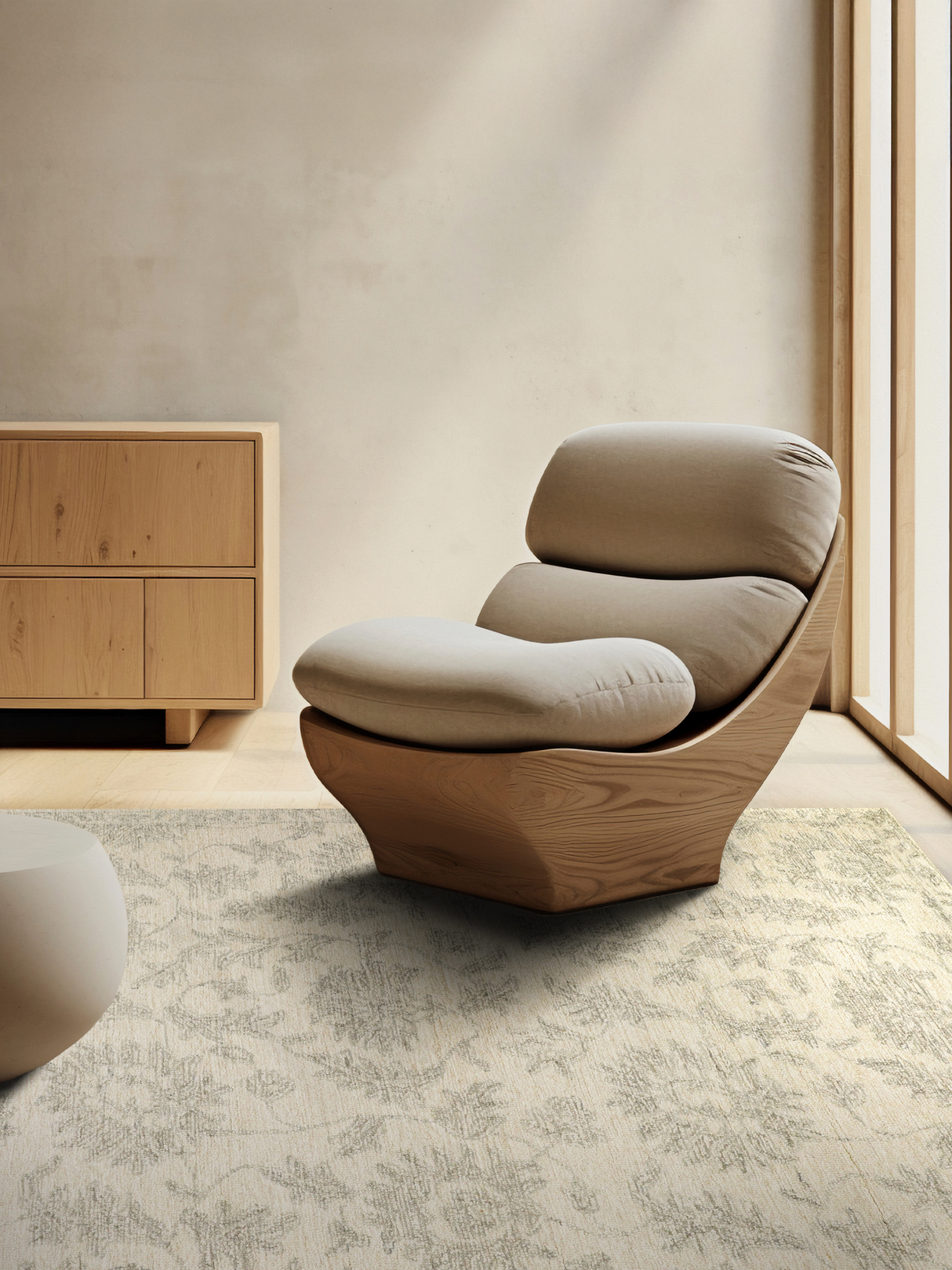 Timeless beige wool rug