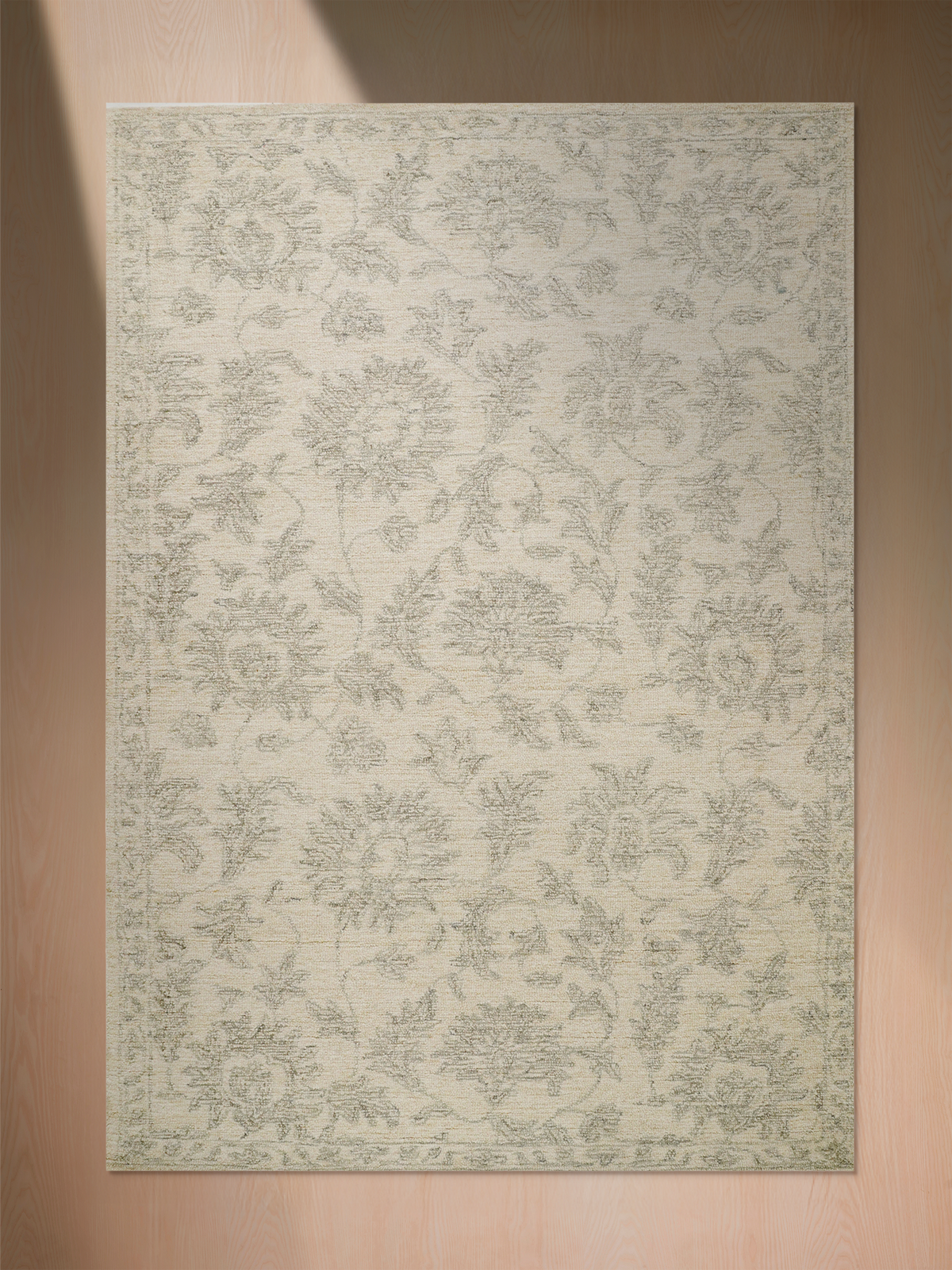 Timeless beige wool rug