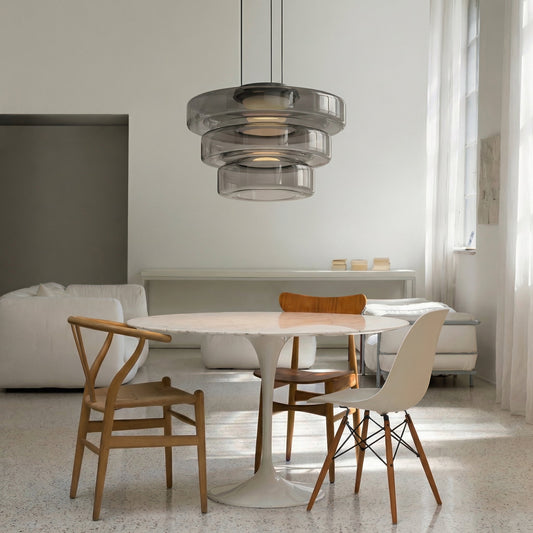 Nordische Bauhaus Pendelleuchte aus geschichtetem Glas