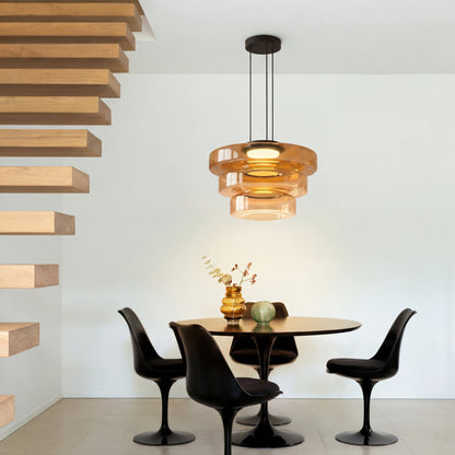 Nordische Bauhaus Pendelleuchte aus geschichtetem Glas