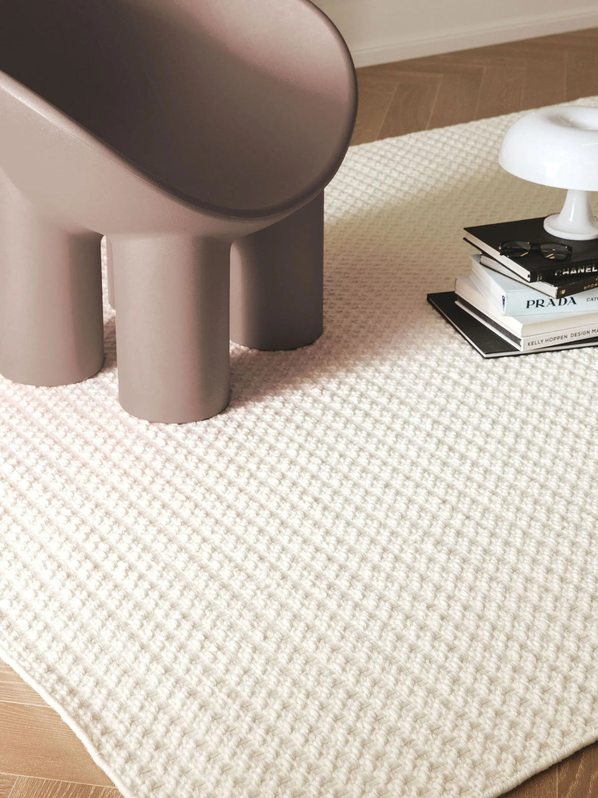 Handwoven wool rug texture